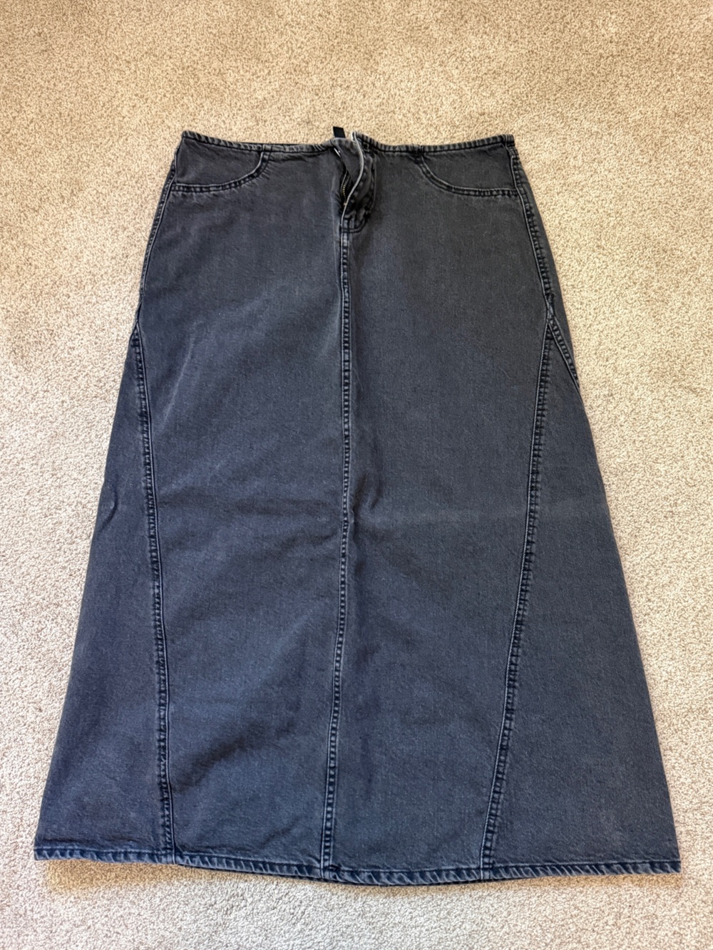 Divided Y2K Black low rise Denim Maxi Skirt